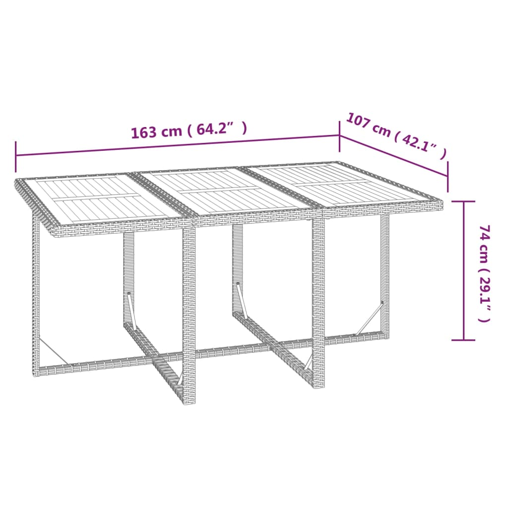 Ensemble à manger de jardin et coussins 7 pcs Poly rotin Beige