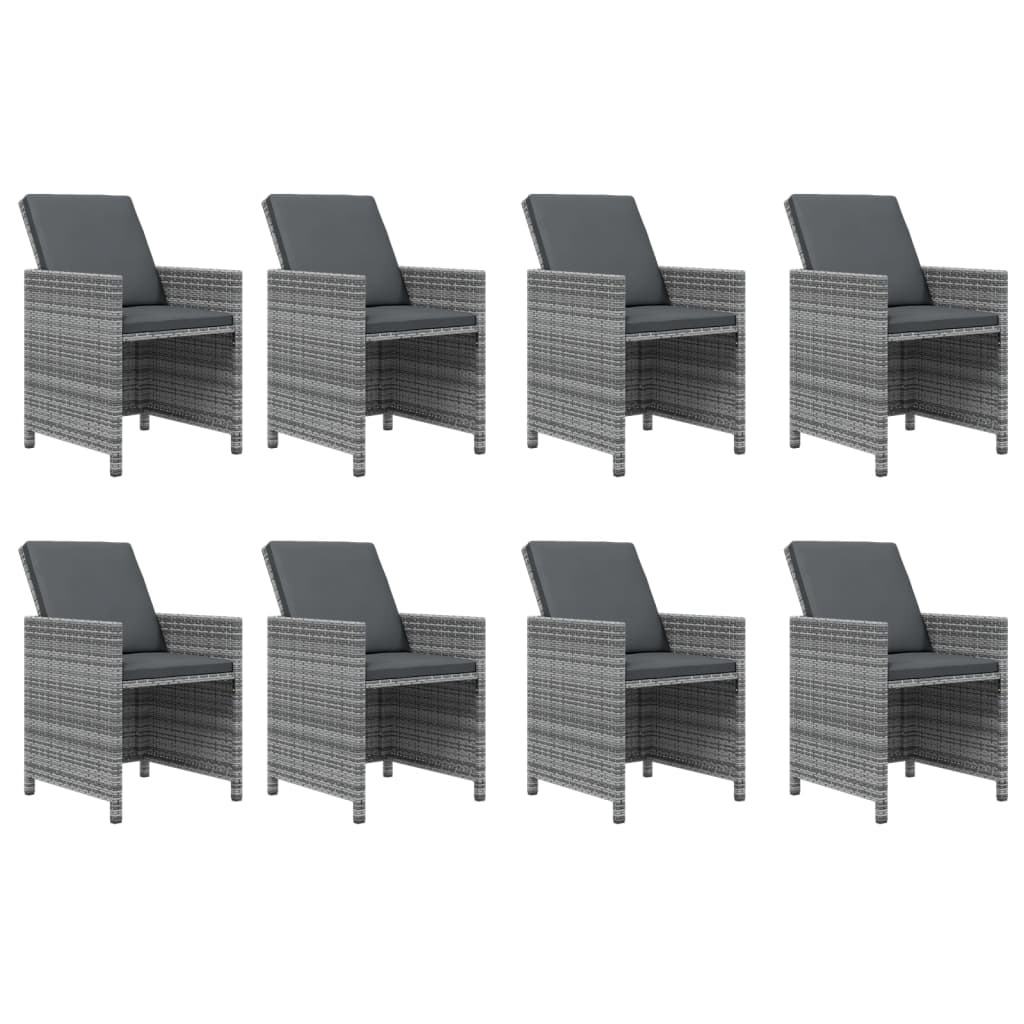 Ensemble à manger de jardin coussins 9pcs Résine tressée Gris