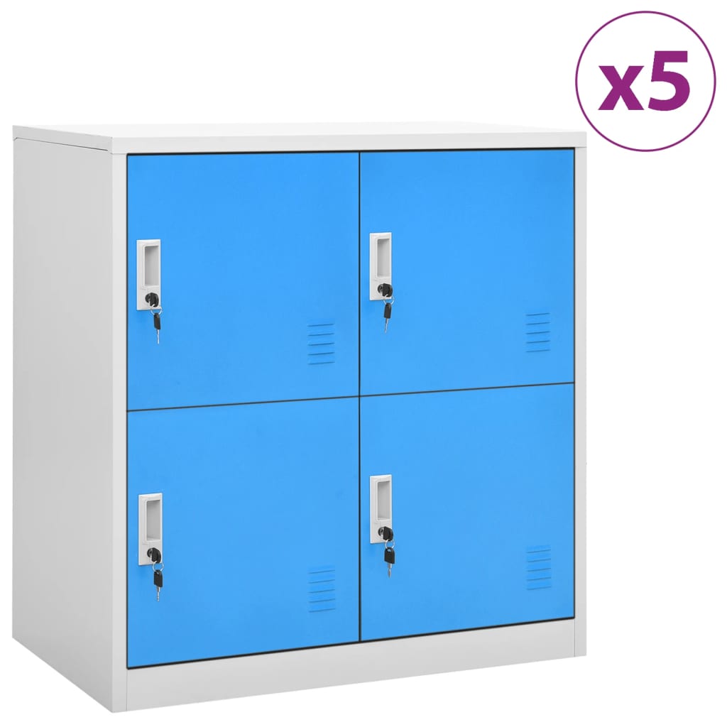 Armoires à casiers 5 pcs Gris clair et bleu 90x45x92,5 cm Acier - XIOS