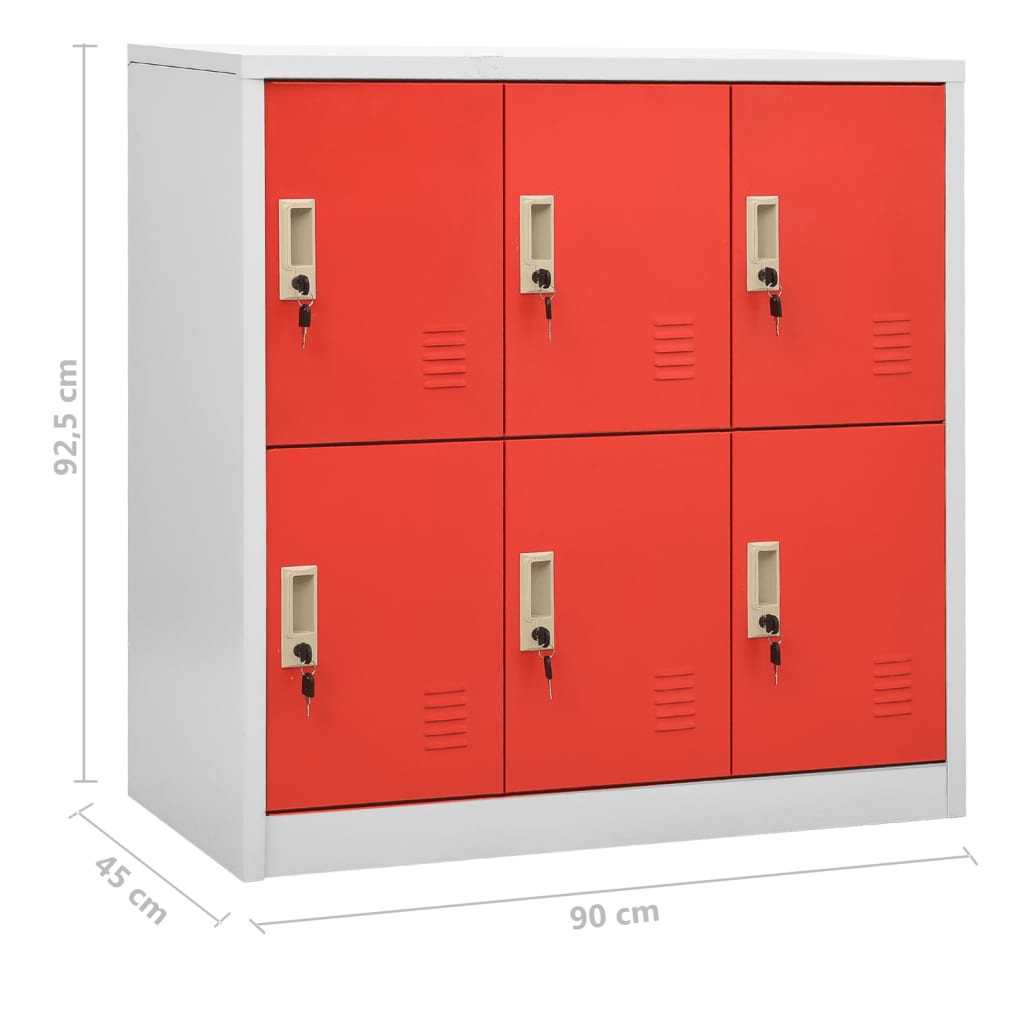 Armoires à casiers 2 pcs Gris clair et rouge 90x45x92,5cm Acier - XIOS