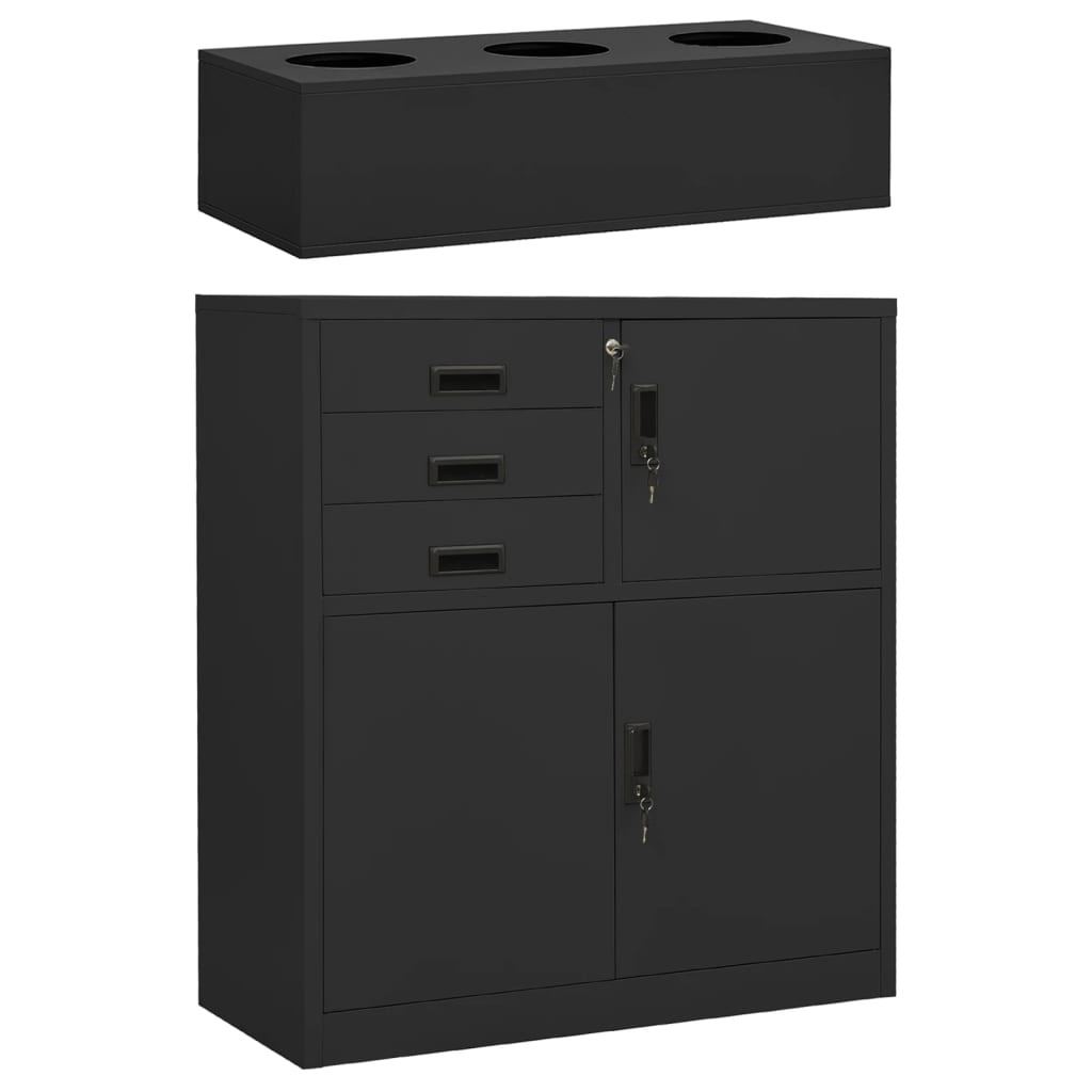 Armoire de bureau et jardinière Anthracite 90x40x125 cm Acier - XIOS