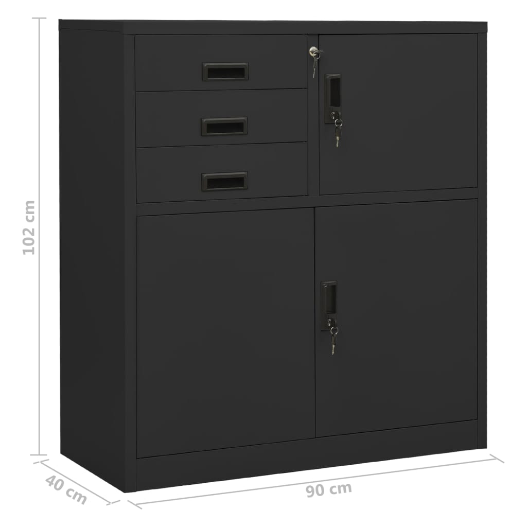 Armoire de bureau et jardinière Anthracite 90x40x125 cm Acier - XIOS