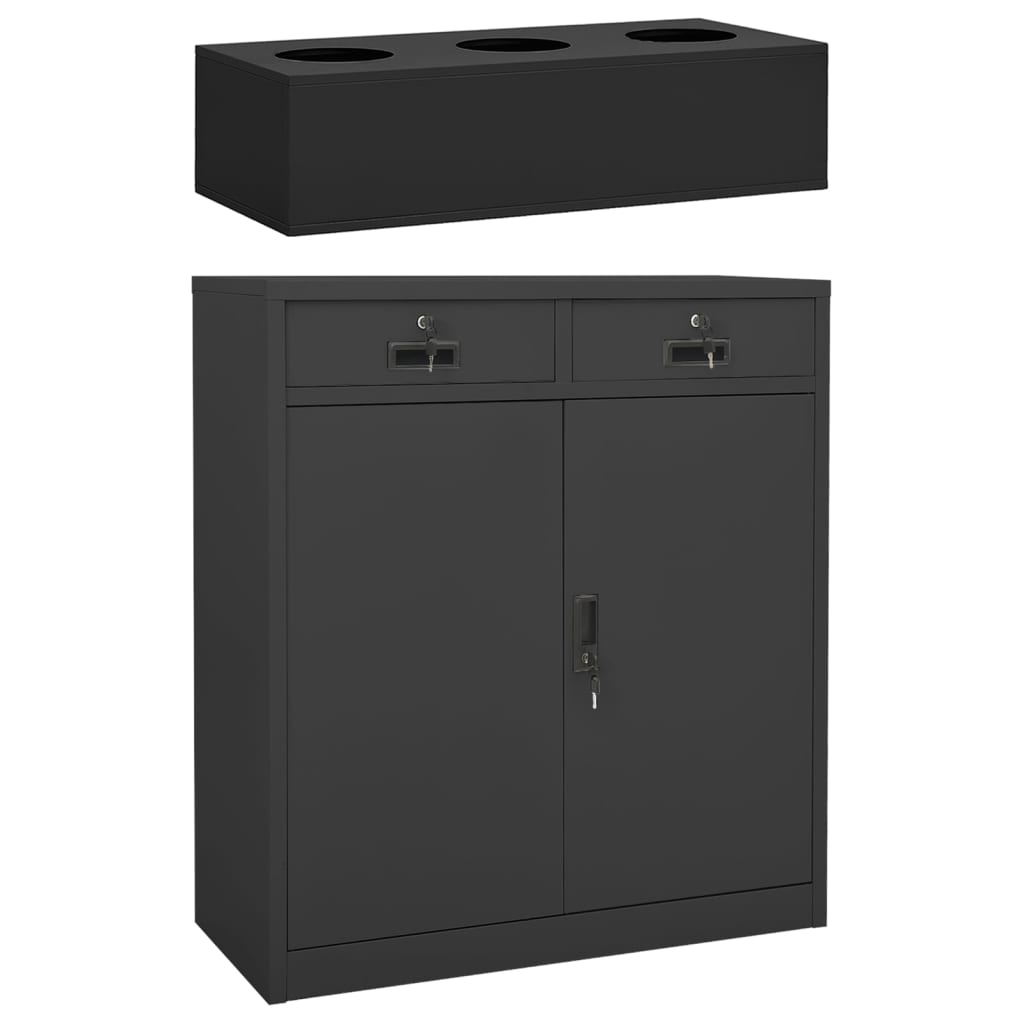 Armoire de bureau et jardinière Anthracite 90x40x125 cm Acier - XIOS