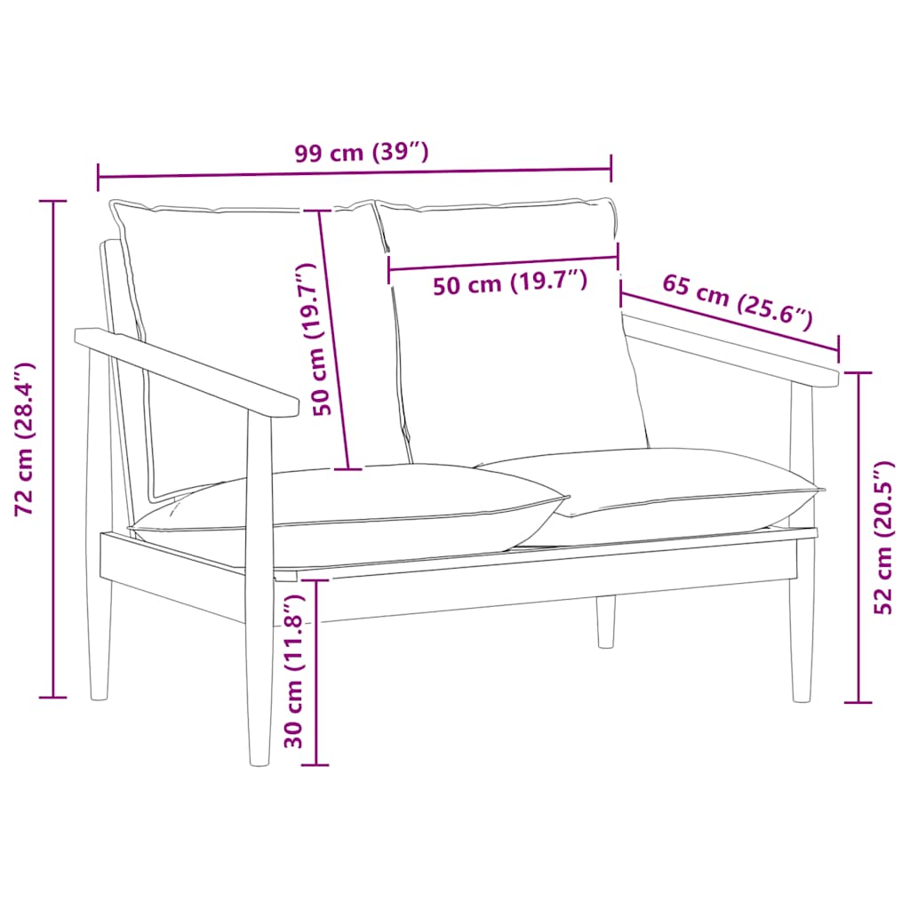 Canapé 2 places noir cuir véritable et bois d'acacia solide - XIOS