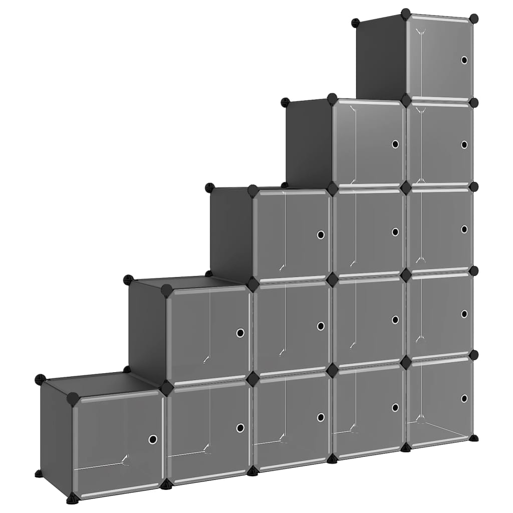 Cubes de rangement 15 pcs avec portes Noir PP - XIOS