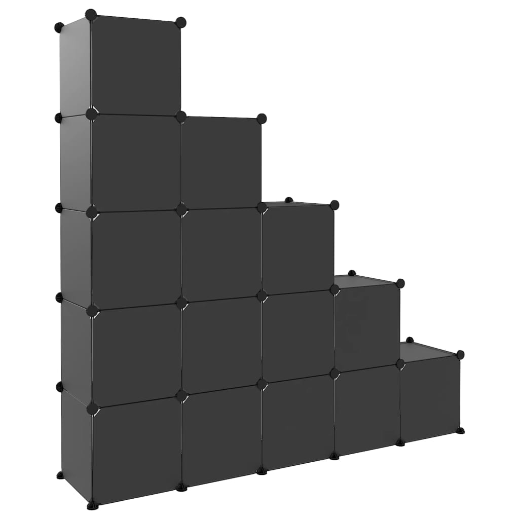 Cubes de rangement 15 pcs avec portes Noir PP - XIOS