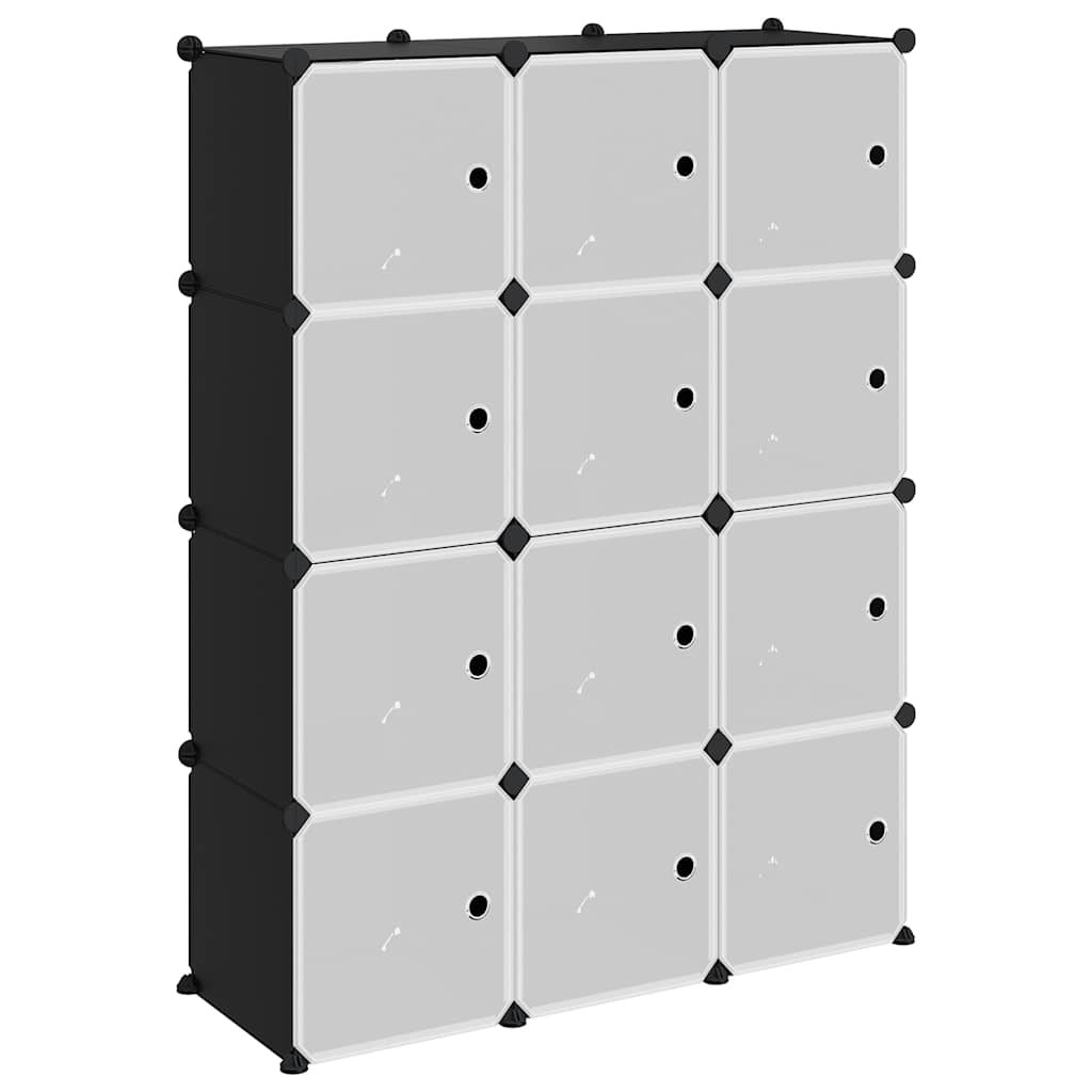 Cubes de rangement 12 pcs avec portes noir PP - XIOS