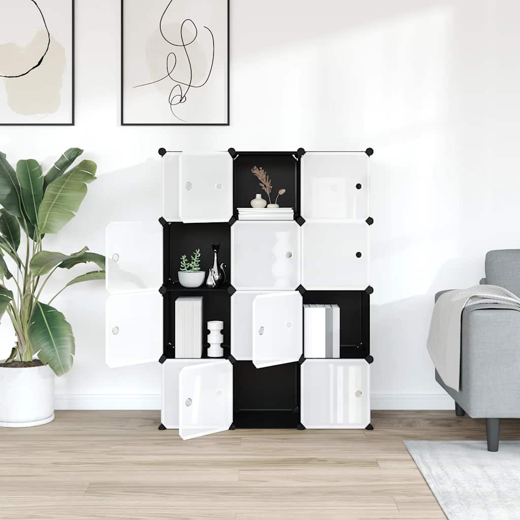 Cubes de rangement 12 pcs avec portes noir PP - XIOS
