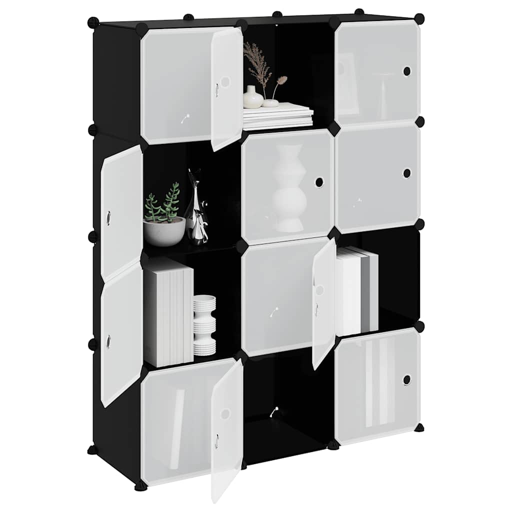 Cubes de rangement 12 pcs avec portes noir PP - XIOS