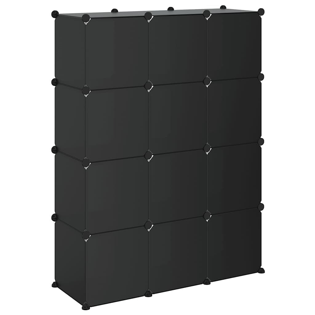 Cubes de rangement 12 pcs avec portes noir PP - XIOS