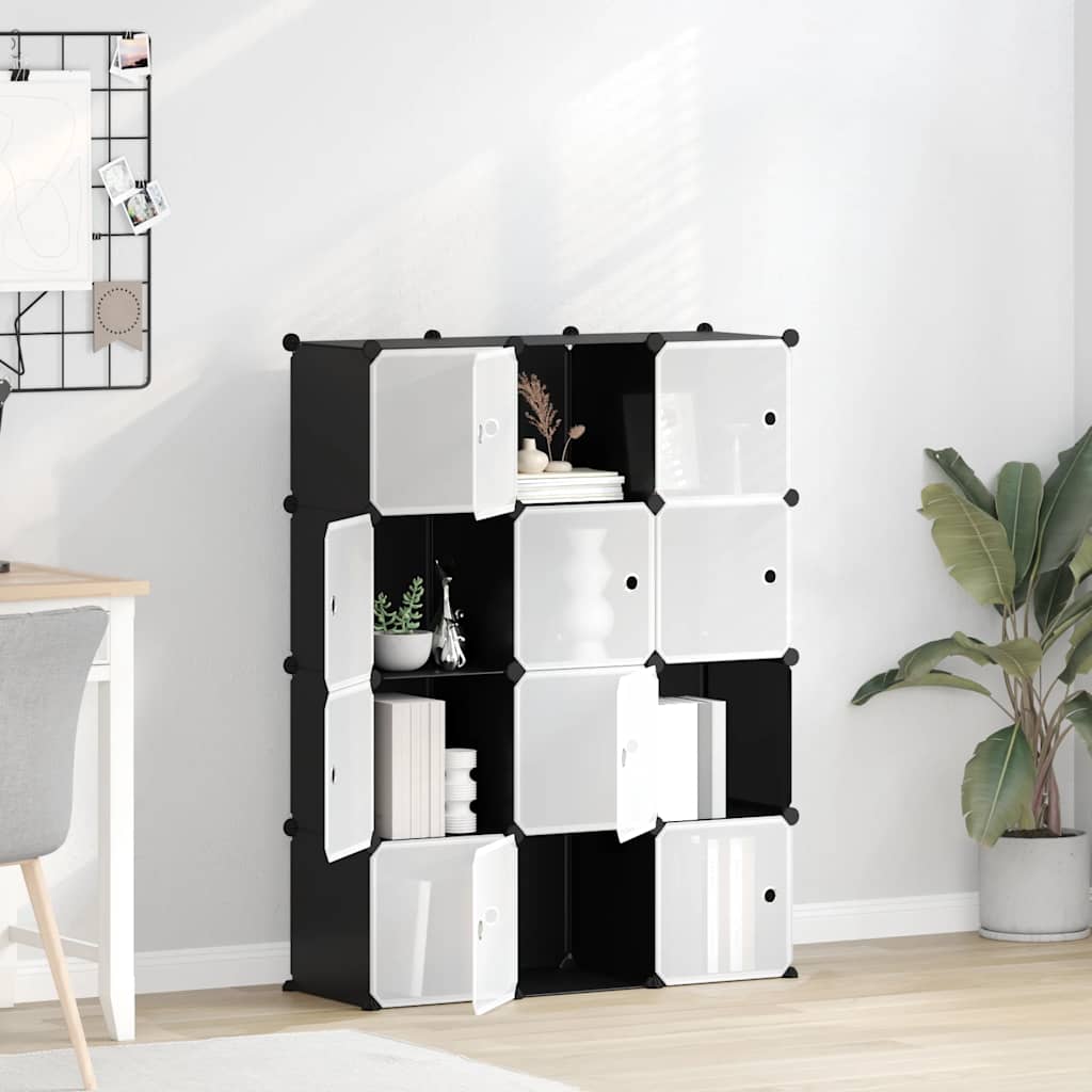 Cubes de rangement 12 pcs avec portes noir PP - XIOS