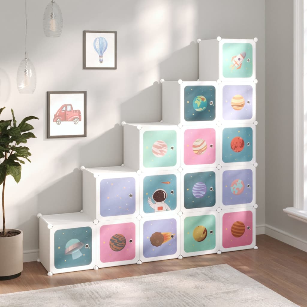 Armoire de rangement pour enfants avec 15 cubes Blanc PP - XIOS