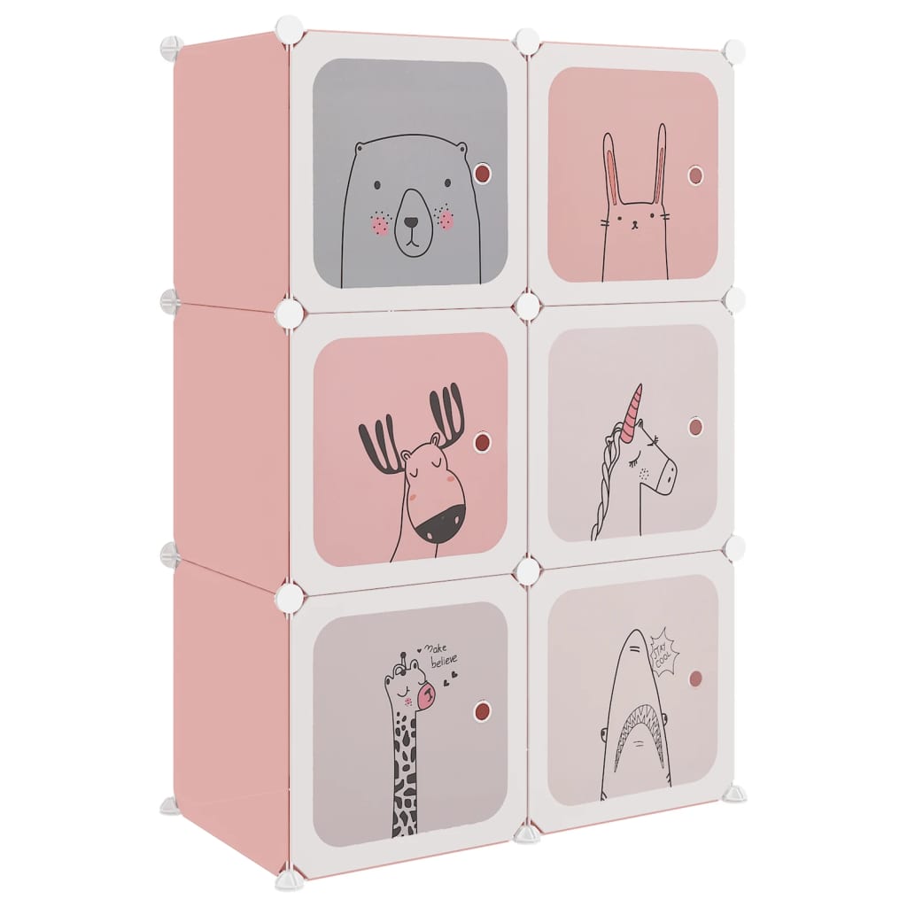 Armoire de rangement pour enfants avec 6 cubes Rose PP - XIOS