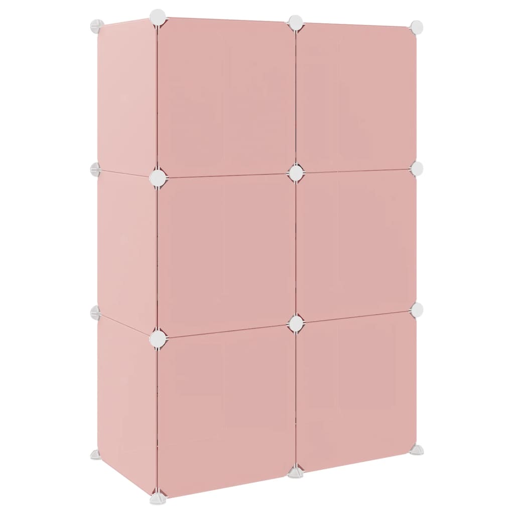 Armoire de rangement pour enfants avec 6 cubes Rose PP - XIOS