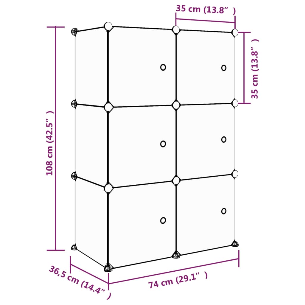 Armoire de rangement pour enfants avec 6 cubes Rose PP - XIOS