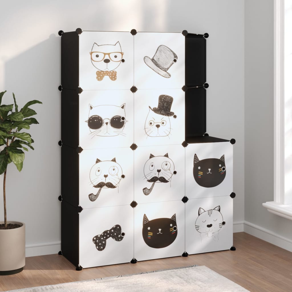 Armoire de rangement pour enfants avec 10 cubes Noir PP - XIOS