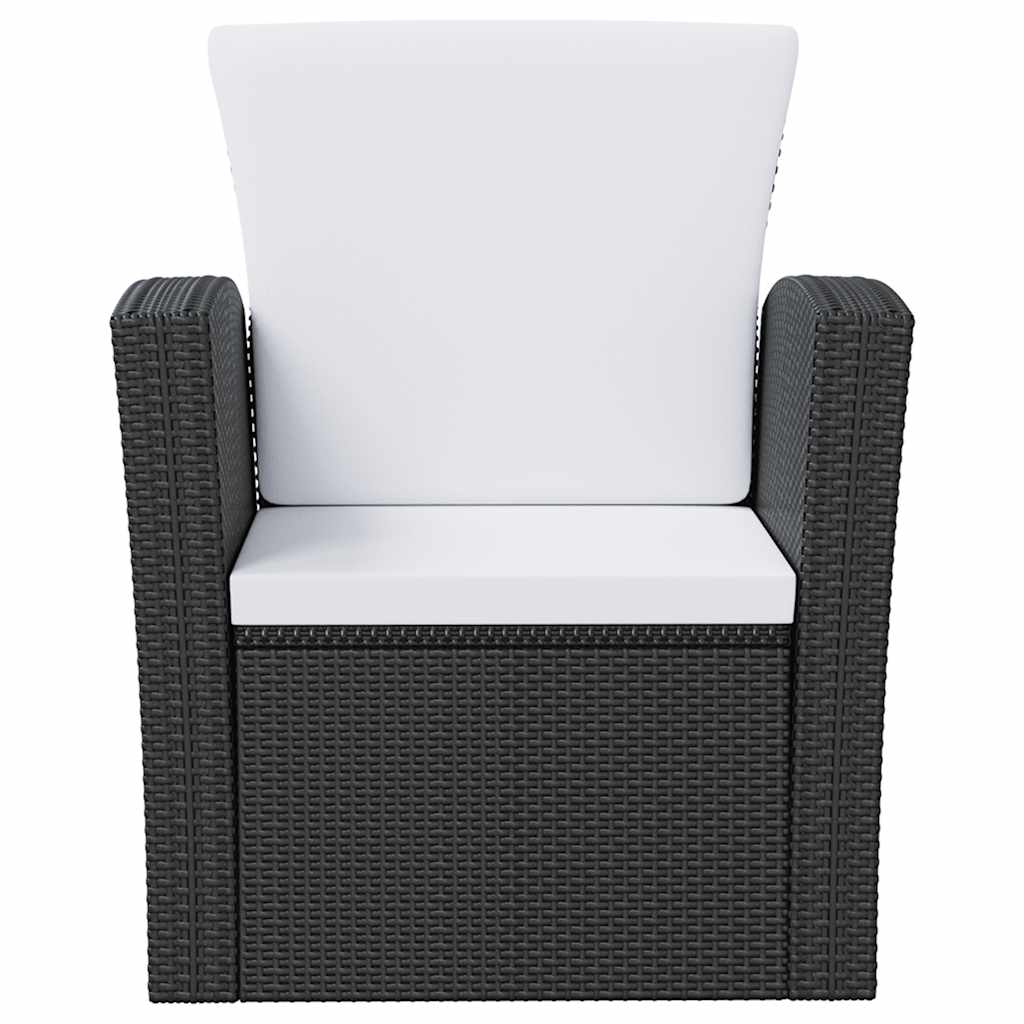 Salon de jardin 8 pcs avec coussins résine tressée noir