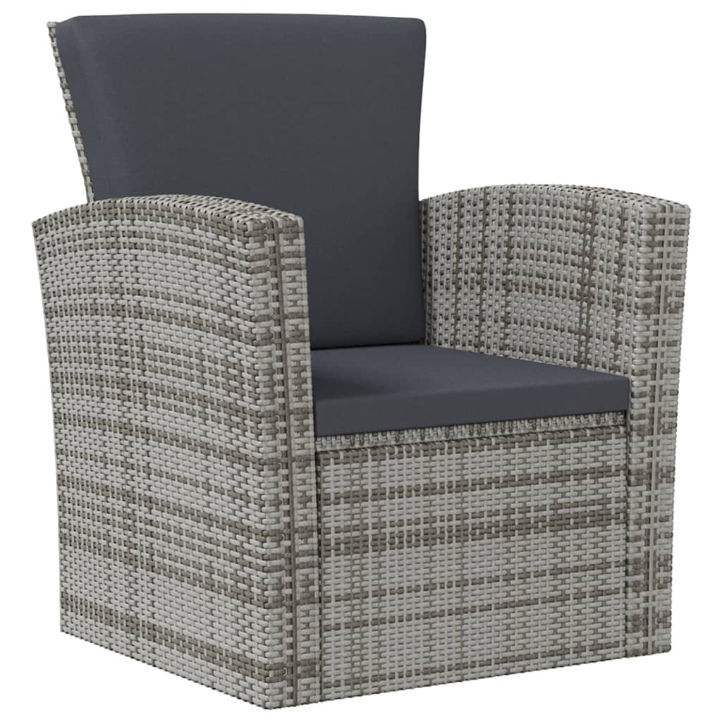 Salon de jardin 8 pcs avec coussins résine tressée gris