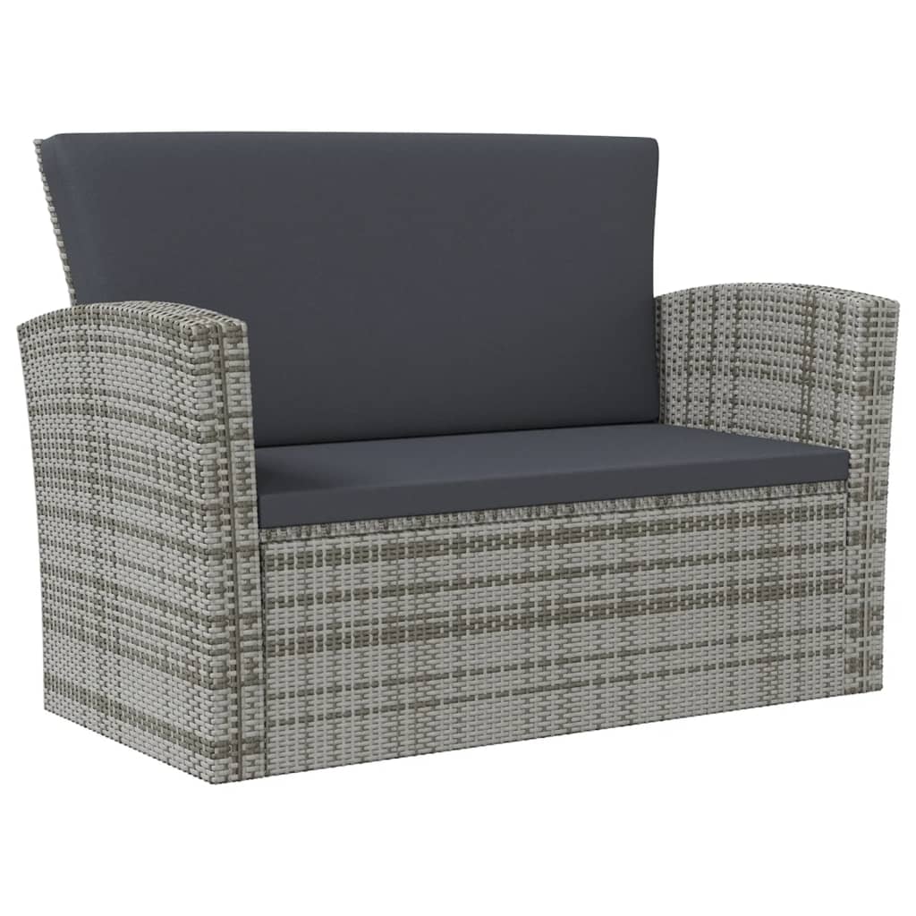 Salon de jardin 8 pcs avec coussins résine tressée gris