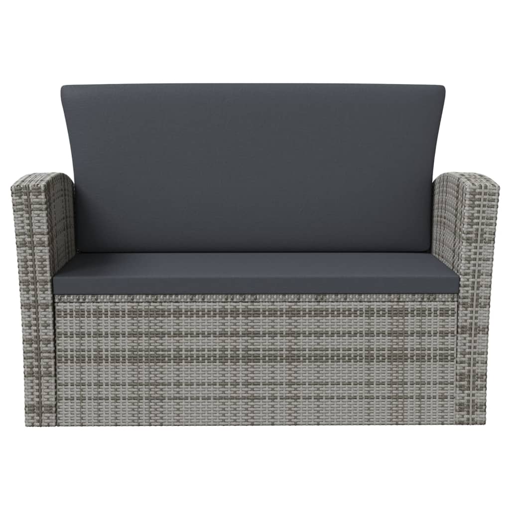 Salon de jardin 8 pcs avec coussins résine tressée gris