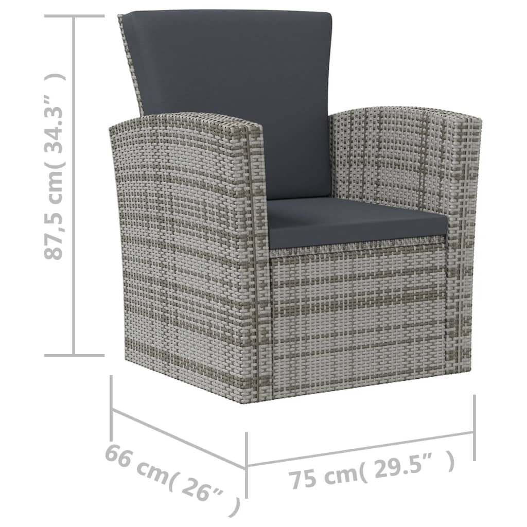 Salon de jardin 8 pcs avec coussins résine tressée gris