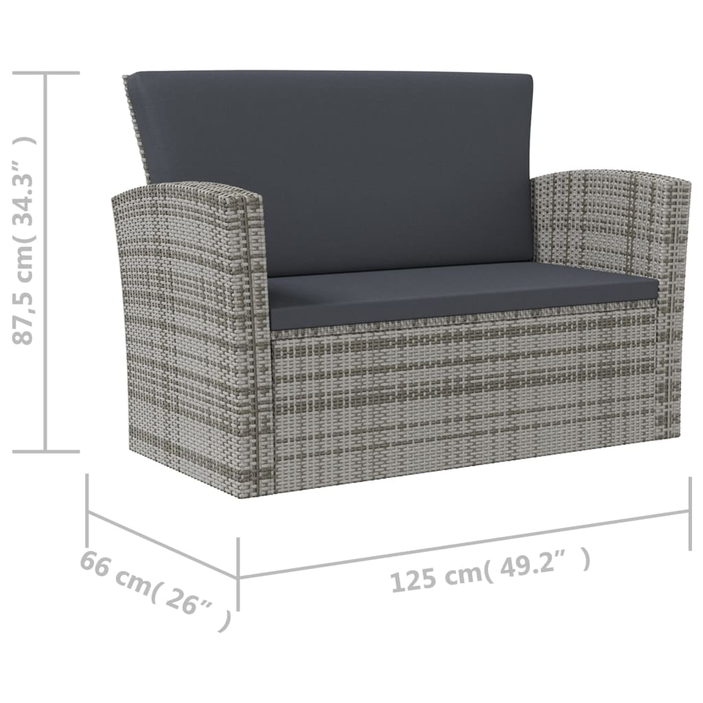 Salon de jardin 8 pcs avec coussins résine tressée gris