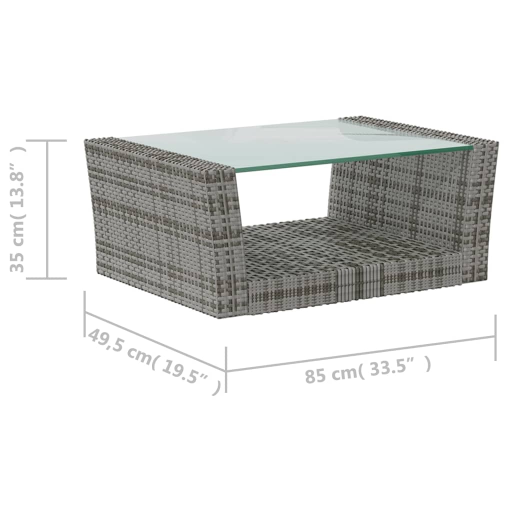 Salon de jardin 8 pcs avec coussins résine tressée gris