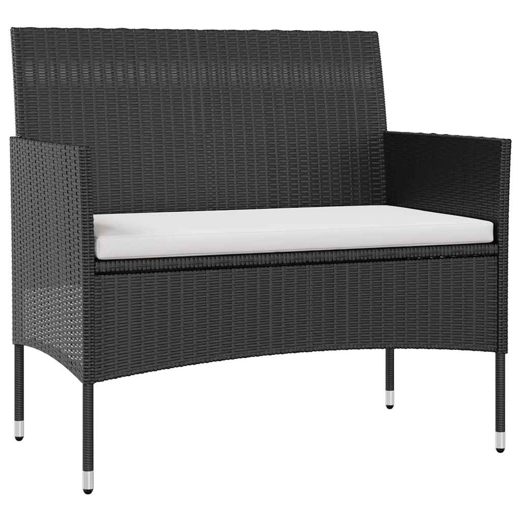 Salon de jardin 8 pcs avec coussins Résine tressée Noir