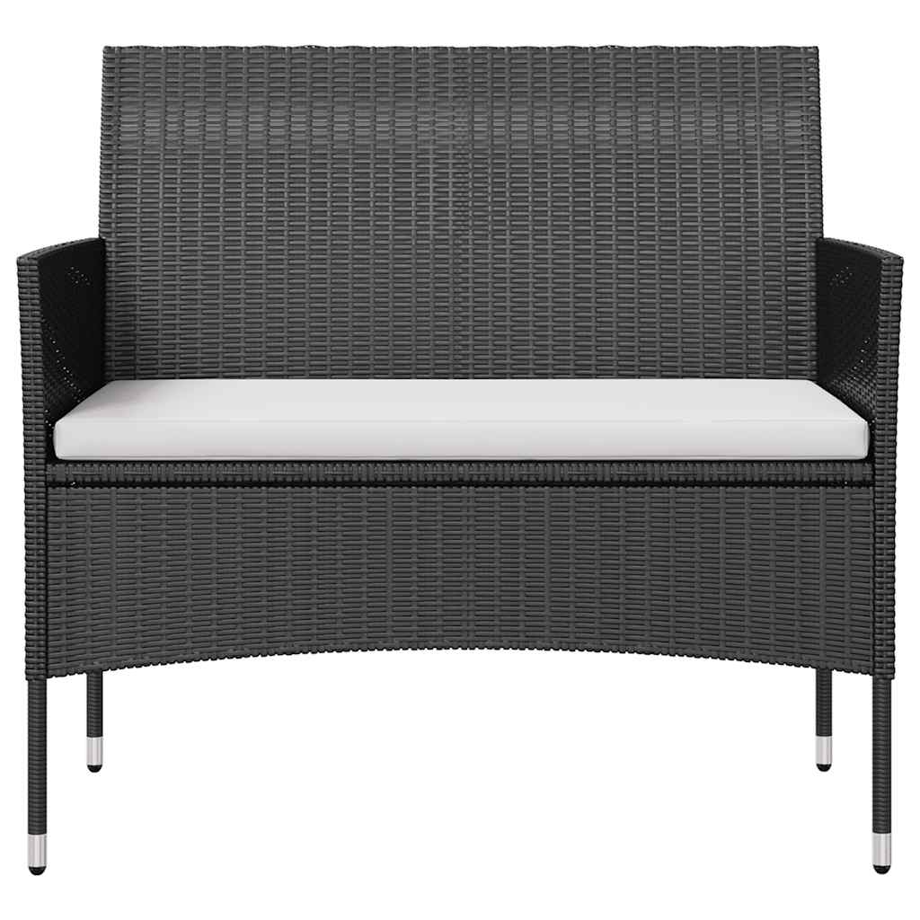 Salon de jardin 8 pcs avec coussins Résine tressée Noir