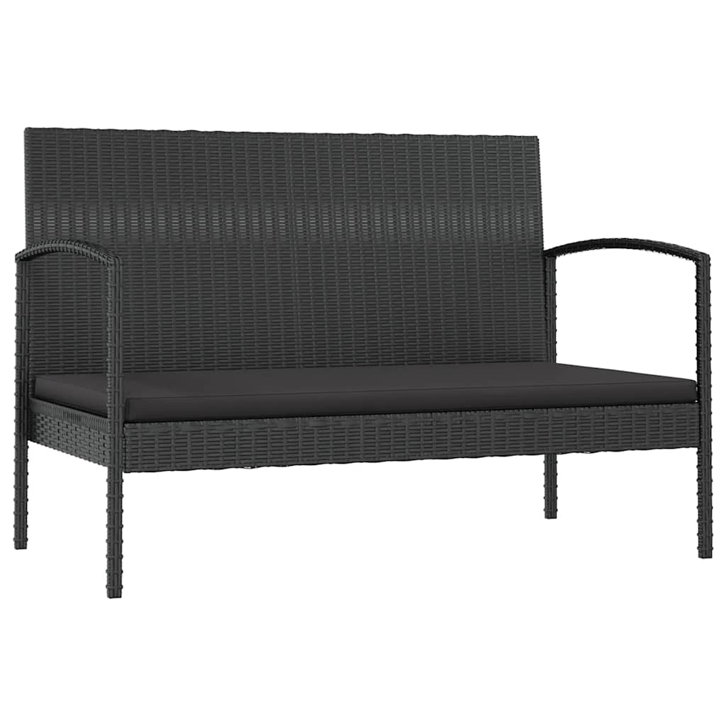 Salon de jardin 8 pcs avec coussins résine tressée noir