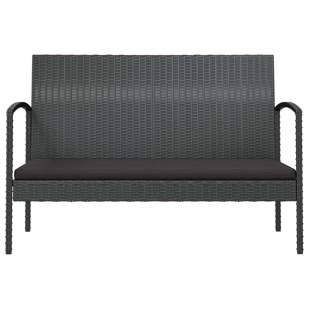 Salon de jardin 8 pcs avec coussins résine tressée noir