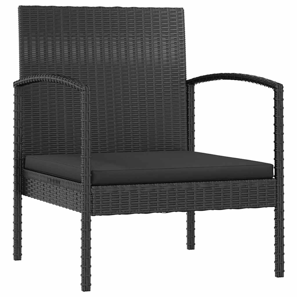 Salon de jardin 8 pcs avec coussins résine tressée noir