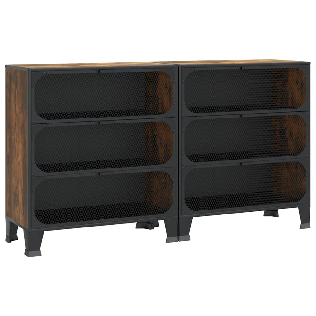 Armoires de rangement 2 pcs Marron 72x36x82 cm Métal et MDF - XIOS