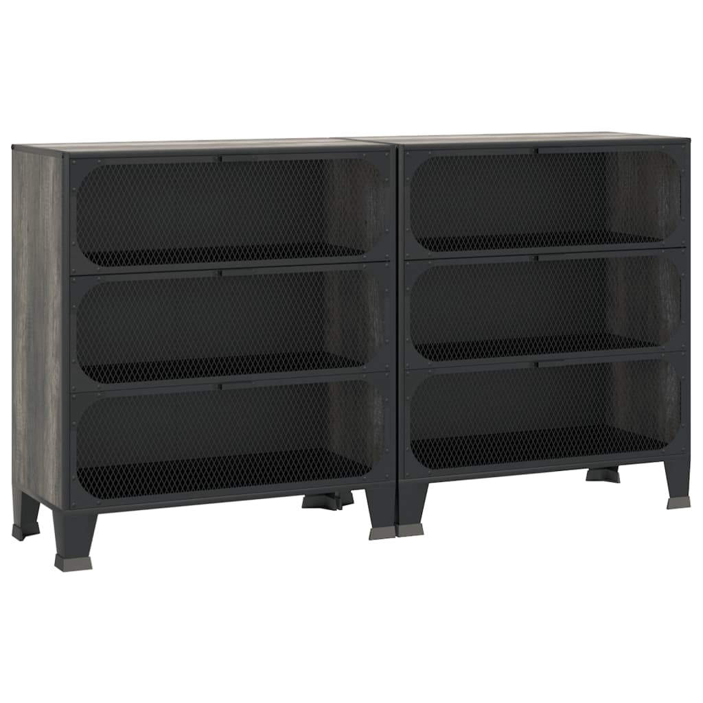 Armoires de rangement 2 pcs Gris 72x36x82 cm Métal et MDF - XIOS
