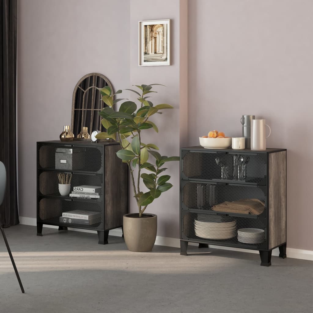 Armoires de rangement 2 pcs Gris 72x36x82 cm Métal et MDF - XIOS