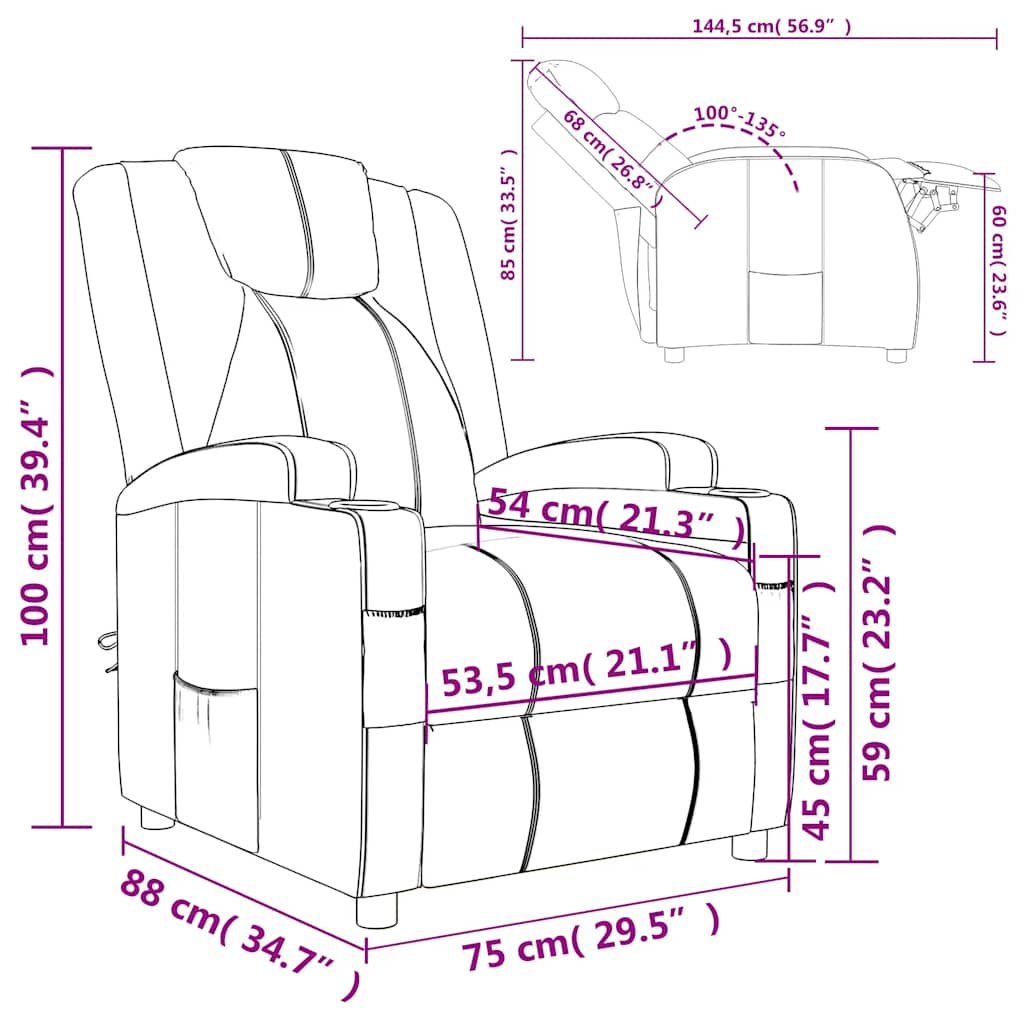 Fauteuil inclinable Marron Similicuir - XIOS