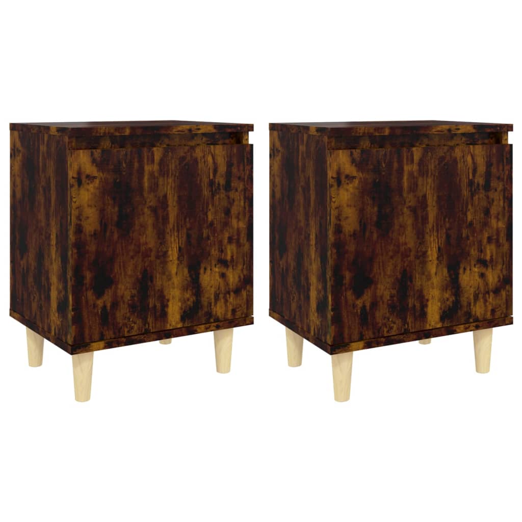 Tables de chevet et pieds en bois 2 pcs Chêne fumé 40x30x50 cm - XIOS