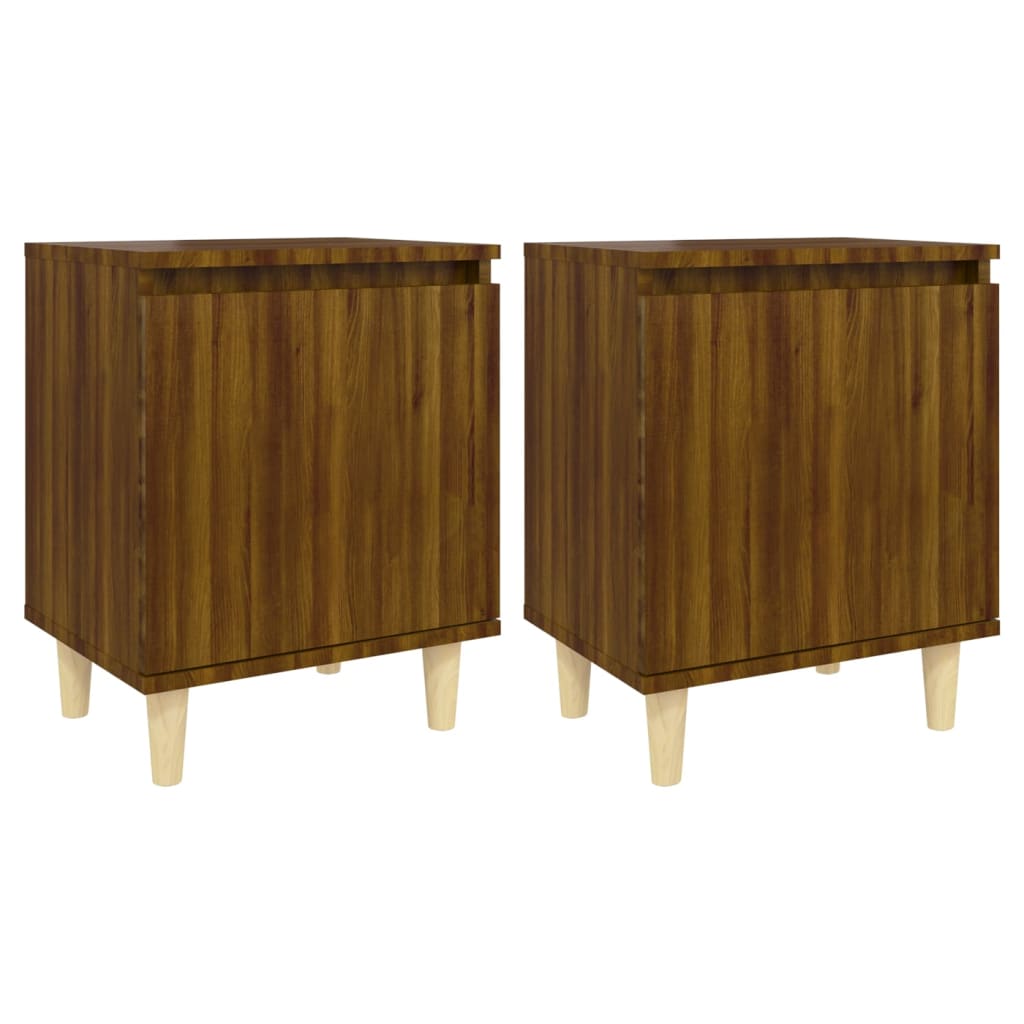 Tables de chevet pieds en bois 2 pcs Chêne marron 40x30x50 cm - XIOS
