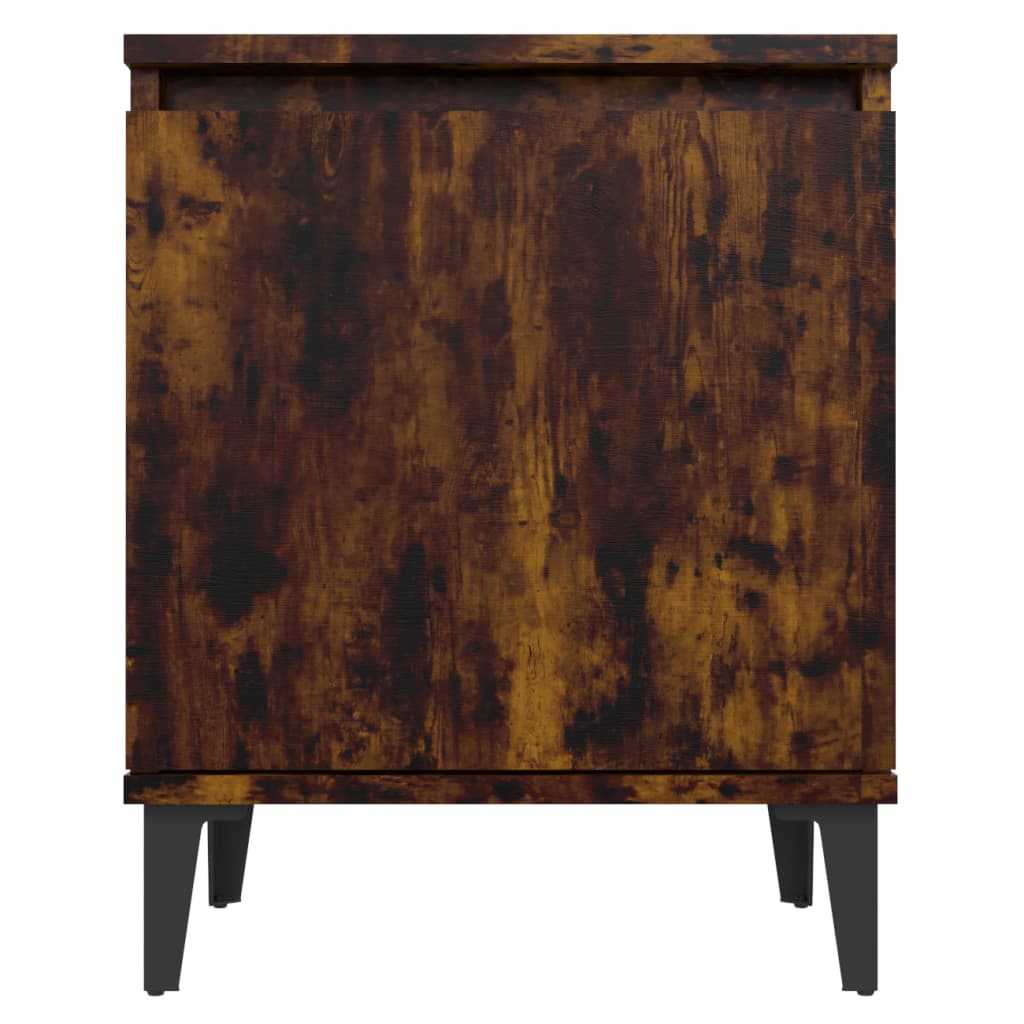 Tables de chevet avec pieds en métal chêne fumé 40x30x50 cm - XIOS