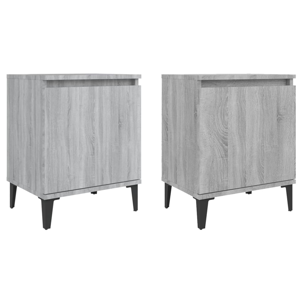Tables de chevet avec pieds en métal sonoma gris 40x30x50 cm - XIOS