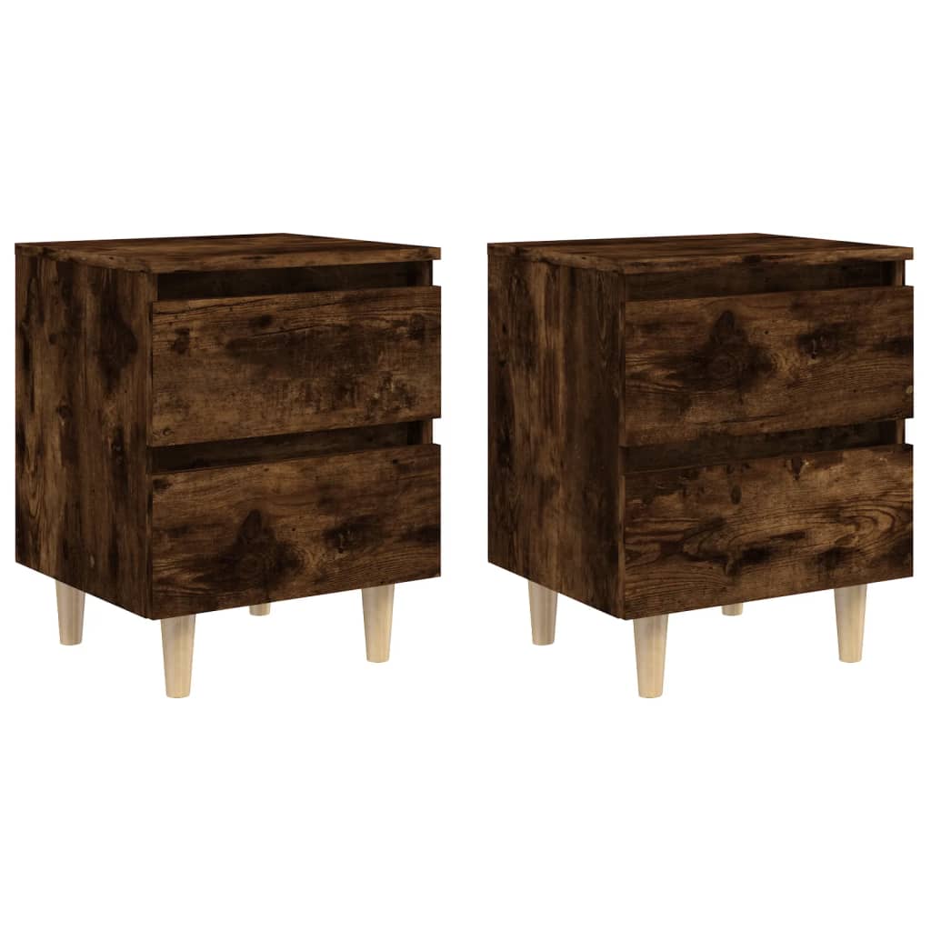 Tables de chevet et pieds en bois 2 pcs Chêne fumé 40x35x50 cm - XIOS