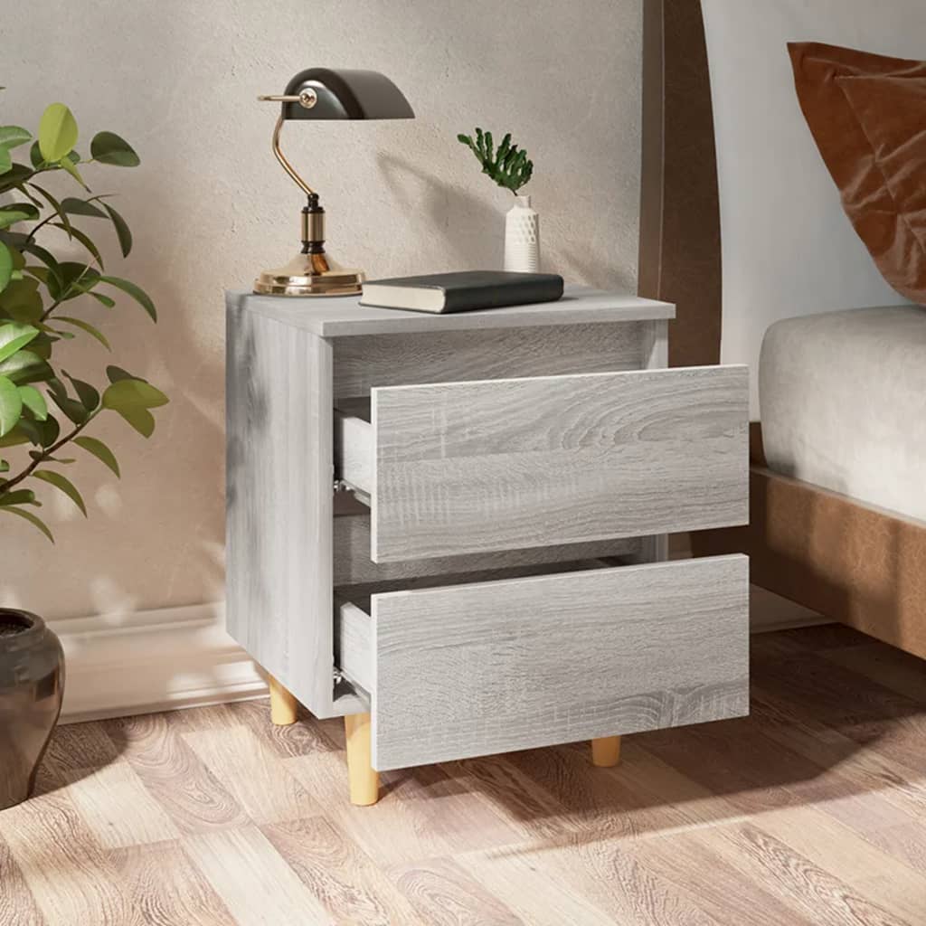 Table de chevet avec pieds en bois Sonoma gris 40x35x50 cm - XIOS