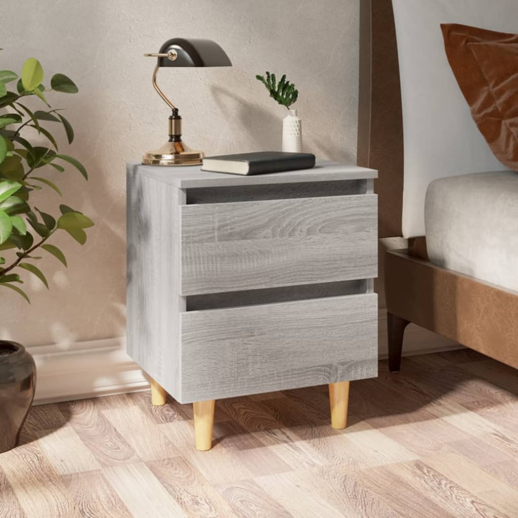 Table de chevet avec pieds en bois Sonoma gris 40x35x50 cm - XIOS