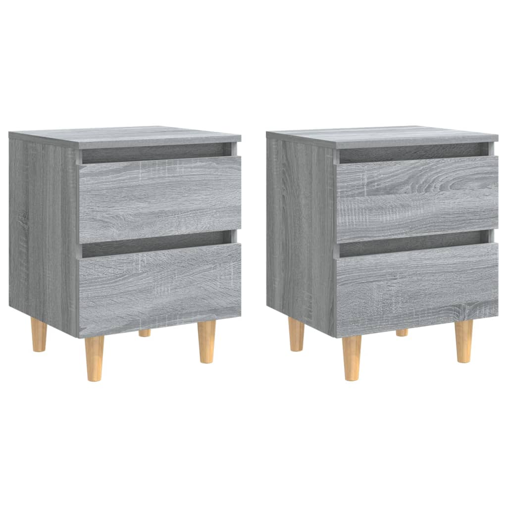 Tables de chevet pieds en bois 2 pcs Sonoma gris 40x35x50 cm - XIOS