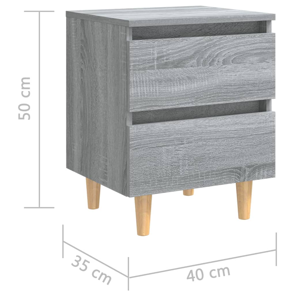 Tables de chevet pieds en bois 2 pcs Sonoma gris 40x35x50 cm - XIOS