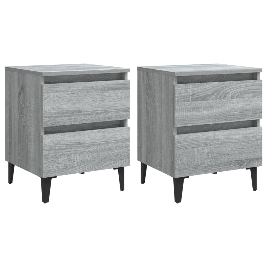 Tables de chevet pieds en métal 2 pcs Sonoma gris 40x35x50 cm - XIOS