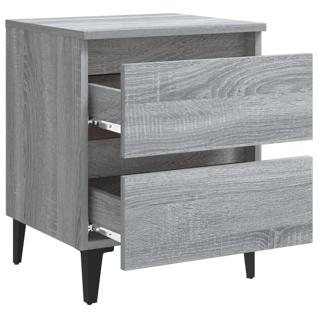 Tables de chevet pieds en métal 2 pcs Sonoma gris 40x35x50 cm - XIOS