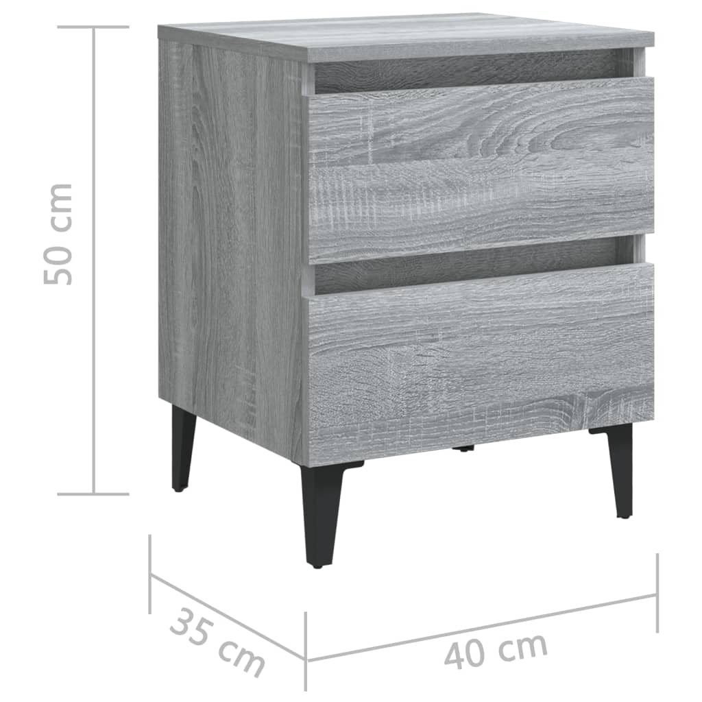 Tables de chevet pieds en métal 2 pcs Sonoma gris 40x35x50 cm - XIOS