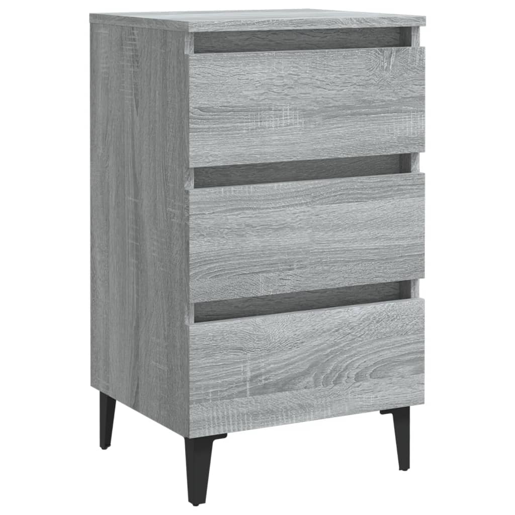 Table de chevet avec pieds en métal Sonoma gris 40x35x69 cm - XIOS