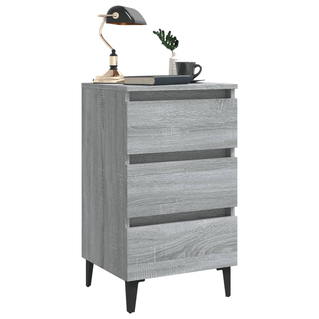 Table de chevet avec pieds en métal Sonoma gris 40x35x69 cm - XIOS